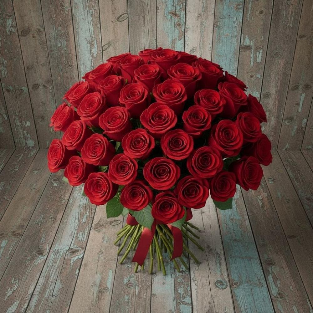 Букет 55 Красных роз Фридом в Каче
