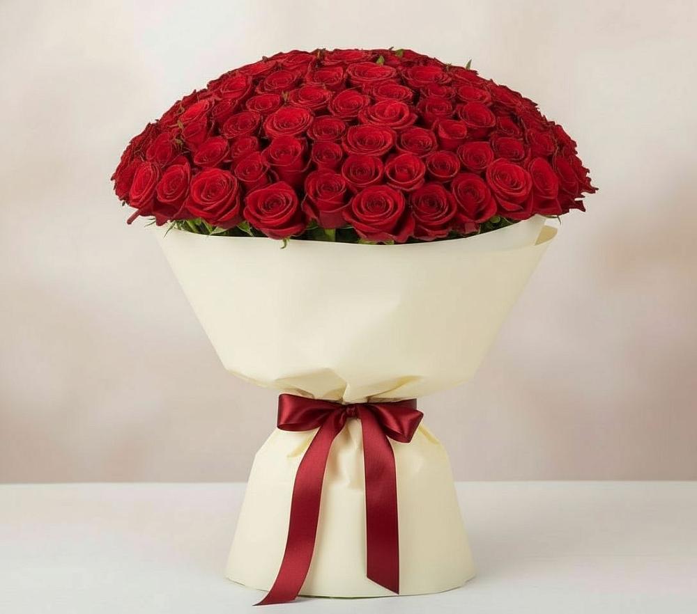 Букет 101 Красная роза Милано в Каче