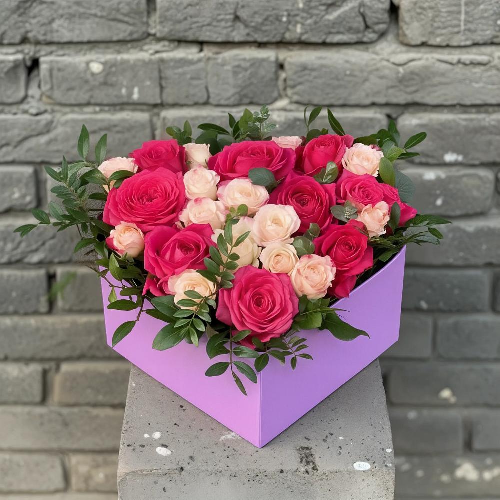 Цветочная композиция из Розы в коробке в Каче
