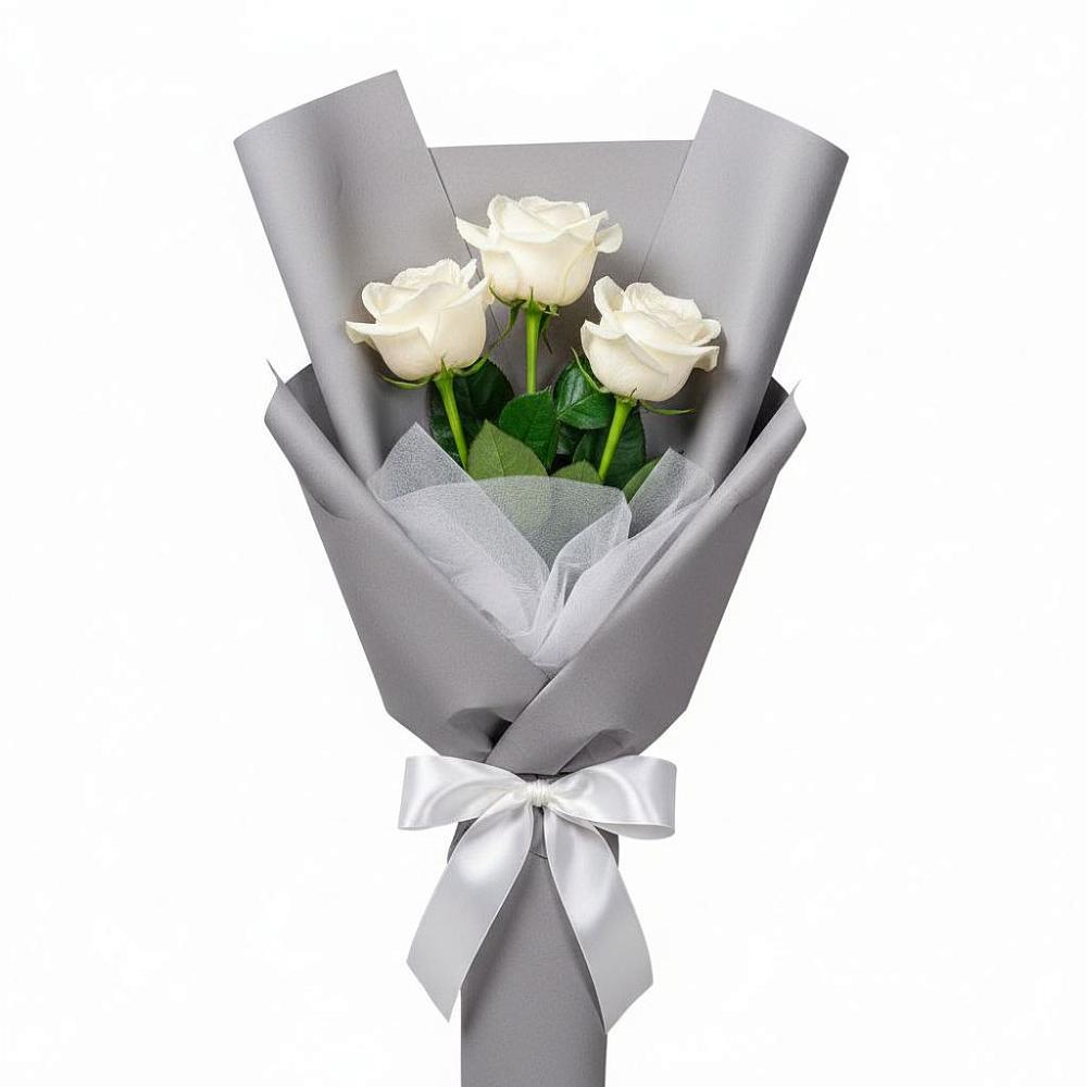 Букет 3 белые розы в Каче
