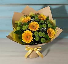 Букет цветов из:  Герберы и Хризантемы в Каче