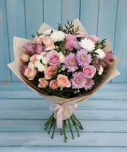 Букет цветов из:  Хризантемы, Розы и Альстромерии #REPLACE_PRED# Каче