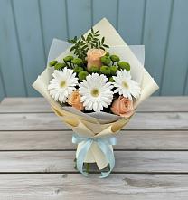 Букет цветов из:  Герберы, Розы и Хризантемы #REPLACE_PRED# Каче