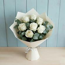 Букет Белые розы в Эвкалипте #REPLACE_PRED# Каче