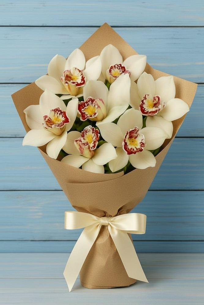 Букет цветов из: Орхидеи и Розы в Каче